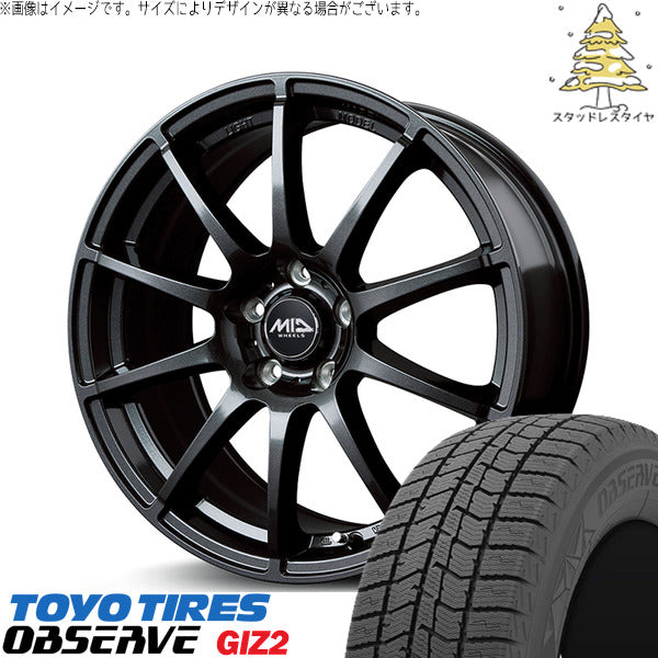 トーヨータイヤ OBSERVE 215/45R18 ＋ MIDホイール スタッグ ストロングガンメタ 18インチ 7J +40 5H114.3P スタッドレス・ホイール4本セット。1枚目。