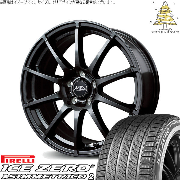 ピレリ アイスゼロアシンメトリコ2 245/40R18 ＋ MIDホイール スタッグ ストロングガンメタ 18インチ 8J +45 5H114.3P スタッドレス・ホイール4本セット。1枚目。