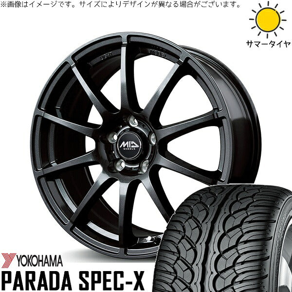 ヨコハマタイヤ パラダ Spec-X PA02 235/55R18 ＋ MIDホイール スタッグ ストロングガンメタ 18インチ 8J +35 5H114.3P サマー・ホイール4本セット。1枚目。