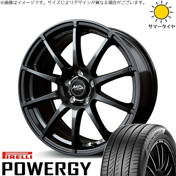 ピレリ パワジー 215/45R18 ＋ MIDホイール スタッグ ストロングガンメタ 18インチ 7J +48 5H114.3P サマー・ホイール4本セット。1枚目。