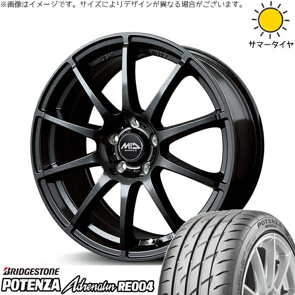 ブリヂストン ポテンザ アドレナリン RE004 225/40R18 ＋ MIDホイール スタッグ ストロングガンメタ 18インチ 7J +48 5H100P サマー・ホイール4本セット。1枚目。