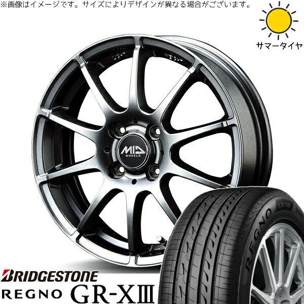 ブリヂストン レグノ GR-X3 185/60R15 ＋ MIDホイール スタッグ メタリックグレー 15インチ 5.5J +40 4H100P サマー・ホイール4本セット。1枚目。