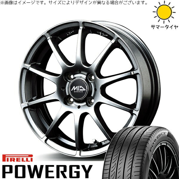 ピレリ パワジー 205/55R16 ＋ MIDホイール スタッグ メタリックグレー 16インチ 6J +43 4H100P サマー・ホイール4本セット。1枚目。