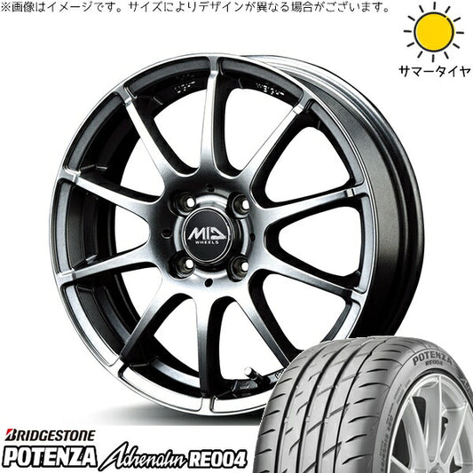 ブリヂストン ポテンザ アドレナリン RE004 165/50R15 ＋ MIDホイール スタッグ メタリックグレー 15インチ 5.5J +40 4H100P サマー・ホイール4本セット。1枚目。