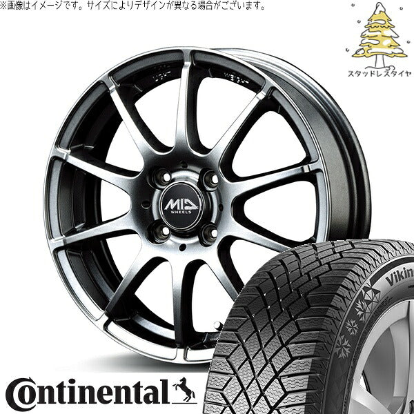 コンチネンタル バイキングコンタクト7 185/60R15 ＋ MIDホイール スタッグ メタリックグレー 15インチ 5.5J +50 4H100P スタッドレス・ホイール4本セット。1枚目。