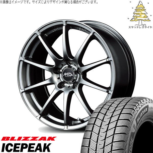 ブリヂストン ブリザック ICEPEAK 215/70R16 ＋ MIDホイール スタッグ メタリックグレー 16インチ 6.5J +48 5H100P スタッドレス・ホイール4本セット。1枚目。