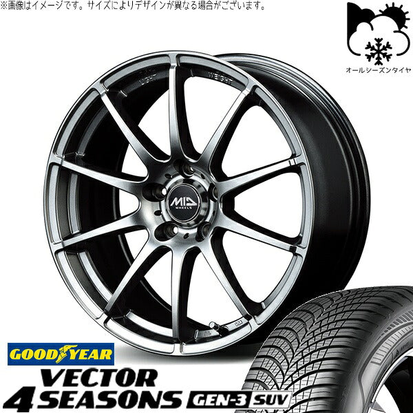 グッドイヤー ベクター4シーズンズ GEN-3 SUV 225/60R18 ＋ MIDホイール スタッグ メタリックグレー 18インチ 8J +45 5H114.3P オールシーズン・ホイール4本セット。1枚目。
