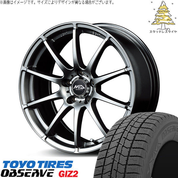トーヨータイヤ OBSERVE 215/60R16 ＋ MIDホイール スタッグ メタリックグレー 16インチ 6.5J +48 5H114.3P スタッドレス・ホイール4本セット。1枚目。