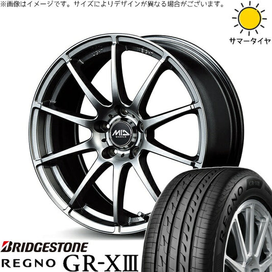 ブリヂストン レグノ GR-X3 RV 205/60R16 ＋ MIDホイール スタッグ メタリックグレー 16インチ 6.5J +38 5H114.3P サマー・ホイール4本セット。1枚目。