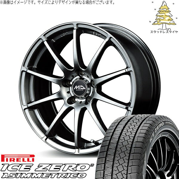 ピレリ アイスゼロアシンメトリコ 245/40R18 ＋ MIDホイール スタッグ メタリックグレー 18インチ 8J +45 5H114.3P スタッドレス・ホイール4本セット。1枚目。