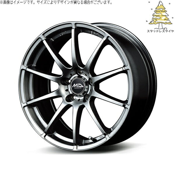 輸入スタッドレスタイヤ（銘柄指定不可） 215/55R17 ＋ MIDホイール スタッグ メタリックグレー 17インチ 7.0J +53 5H100P ホイール4本セット。1枚目。