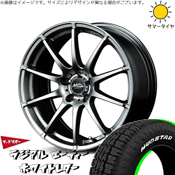 マッドスター ラジアルAT 225/55R18 ＋ MIDホイール スタッグ メタリックグレー 18インチ 7J +55 5H114.3P サマー・ホイール4本セット。1枚目。