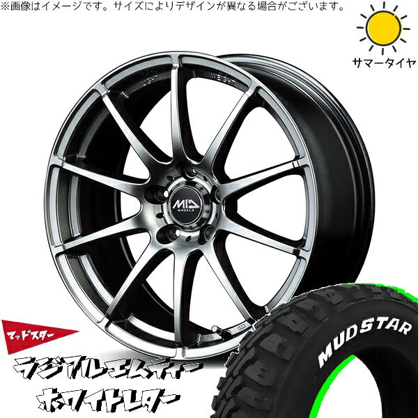 マッドスター ラジアルMT 215/60R16 ＋ MIDホイール スタッグ メタリックグレー 16インチ 6.5J +38 5H114.3P サマー・ホイール4本セット。1枚目。