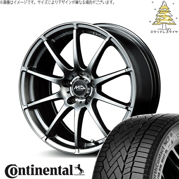 コンチネンタル ノースコンタクト NC7 225/45R17 ＋ MIDホイール スタッグ メタリックグレー 17インチ 7J +38 5H114.3P スタッドレス・ホイール4本セット。1枚目。