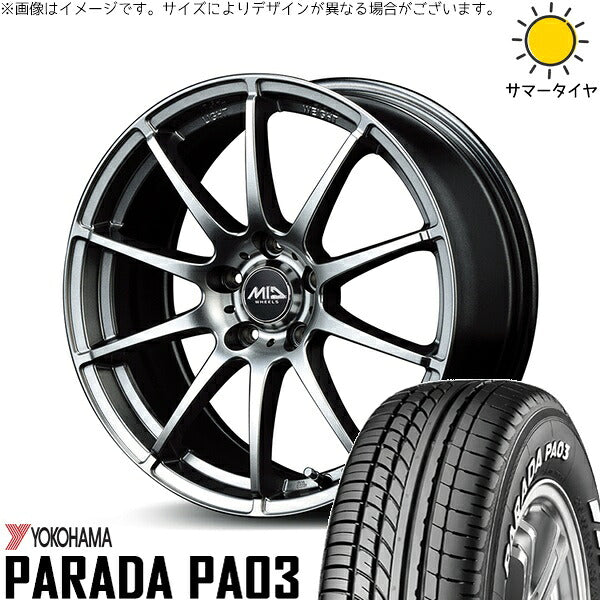 ヨコハマタイヤ パラダ PA03 215/60R17 ＋ MIDホイール スタッグ メタリックグレー 17インチ 7J +48 5H114.3P サマー・ホイール4本セット。1枚目。