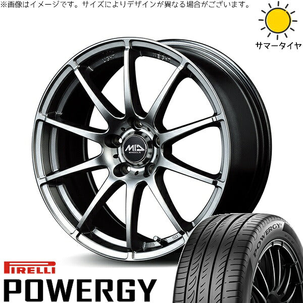 ピレリ パワジー 225/45R18 ＋ MIDホイール スタッグ メタリックグレー 18インチ 8J +35 5H114.3P サマー・ホイール4本セット。1枚目。