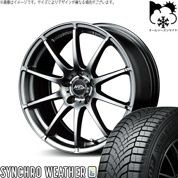 ダンロップ シンクロウェザー 215/65R16 ＋ MIDホイール スタッグ メタリックグレー 16インチ 6.5J +48 5H100P オールシーズン・ホイール4本セット。1枚目。