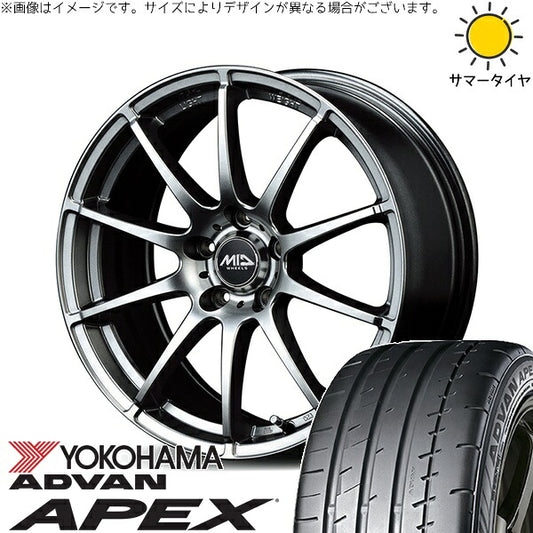 ヨコハマタイヤ アドバン APEX V601 225/45R18 ＋ MIDホイール スタッグ メタリックグレー 18インチ 8J +35 5H114.3P サマー・ホイール4本セット。1枚目。
