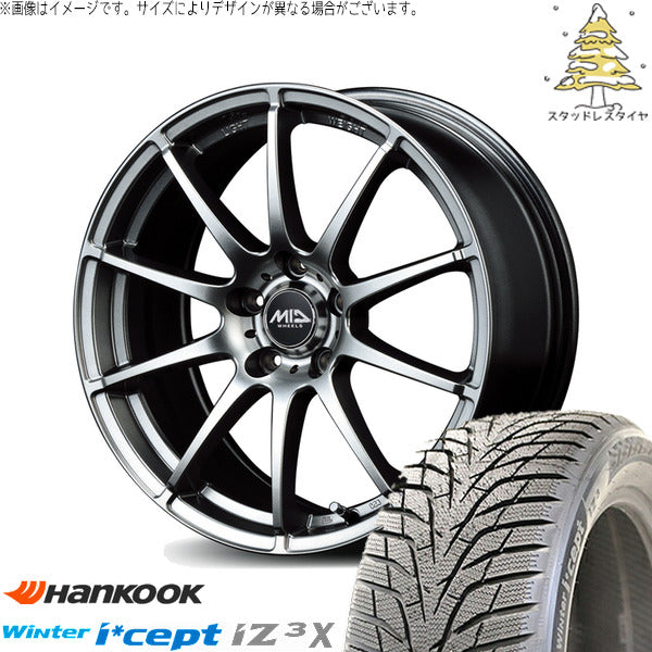 ハンコック ウィンターアイセプト IZ3X W636A 225/55R18 ＋ MIDホイール スタッグ メタリックグレー 18インチ 7J +40 5H114.3P スタッドレス・ホイール4本セット。1枚目。