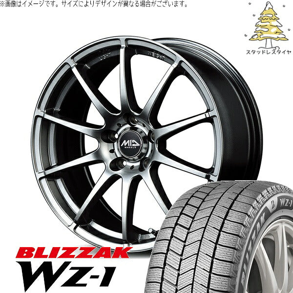 ブリヂストン ブリザック WZ-1 205/55R17 ＋ MIDホイール スタッグ メタリックグレー 17インチ 7J +38 5H114.3P スタッドレス・ホイール4本セット。1枚目。