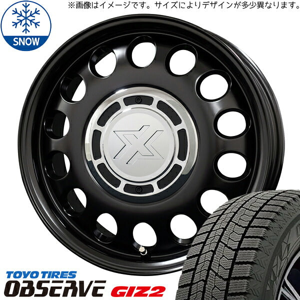 トーヨータイヤ OBSERVE 195/65R15 ＋ クロスブラッド スティール サテンブラック 15インチ 6J +32 4H100P スタッドレス・ホイール4本セット。1枚目。