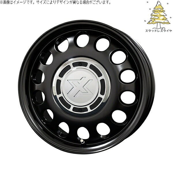 輸入スタッドレスタイヤ（銘柄指定不可） 165/65R14 ＋ クロスブラッド スティール サテンブラック 14インチ 4.5J +43 4H100P ホイール4本セット。1枚目。
