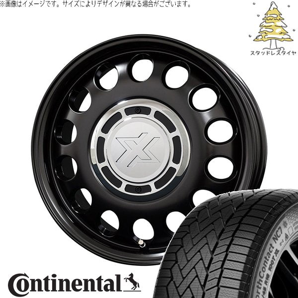 コンチネンタル ノースコンタクト セブン (NorthContact7) 185/65R15 ＋ クロスブラッド スティール サテンブラック 15インチ 6J +42 4H100P スタッドレス・ホイール4本セット。1枚目。