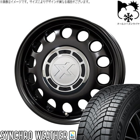 ダンロップ シンクロウェザー 185/65R15 ＋ クロスブラッド スティール サテンブラック 15インチ 6J +32 4H100P オールシーズン・ホイール4本セット。1枚目。