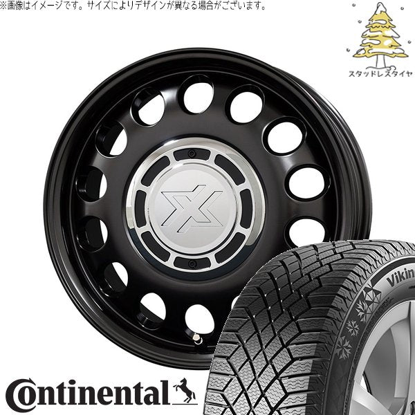 コンチネンタル バイキングコンタクト セブン (VikingContact7) 175/65R15 ＋ クロスブラッド スティール サテンブラック 15インチ 6J +32 4H100P スタッドレス・ホイール4本セット。1枚目。