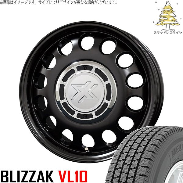 ブリヂストン ブリザック VL10 (BLIZZAK VL10) 165/80R14 ＋ クロスブラッド スティール サテンブラック 14インチ 5J +48 5H114.3P スタッドレス・ホイール4本セット。1枚目。