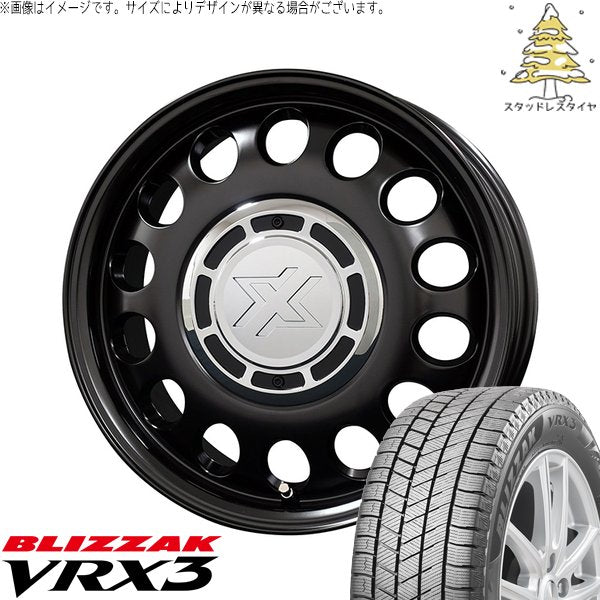 ブリヂストン ブリザック VRX3 175/55R15 ＋ クロスブラッド スティール サテンブラック 15インチ 6J +42 4H100P スタッドレス・ホイール4本セット。1枚目。