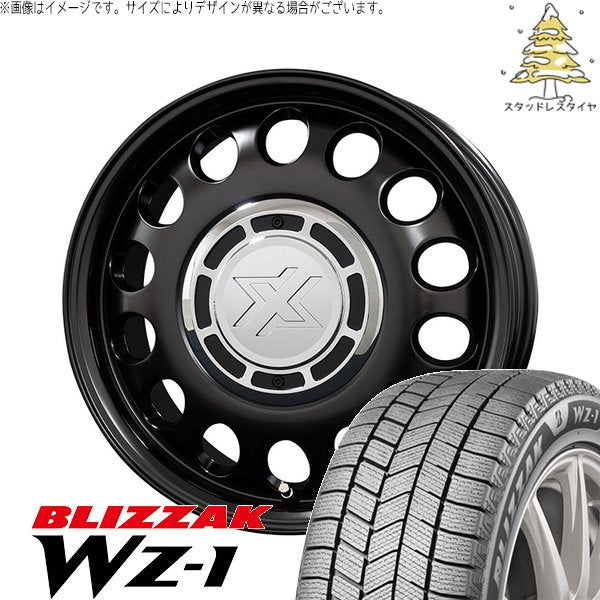 ブリヂストン ブリザック WZ-1 (BLIZZAK WZ-1) 165/65R14 ＋ クロスブラッド スティール サテンブラック 14インチ 4.5J +43 4H100P スタッドレス・ホイール4本セット。1枚目。