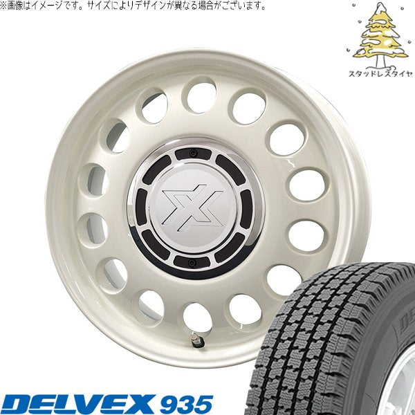 トーヨータイヤ デルベックス 935 (DELVEX 935) 155/80R14 ＋ クロスブラッド スティール ミスティックホワイト 14インチ 5J +30 4H100P スタッドレス・ホイール4本セット。1枚目。