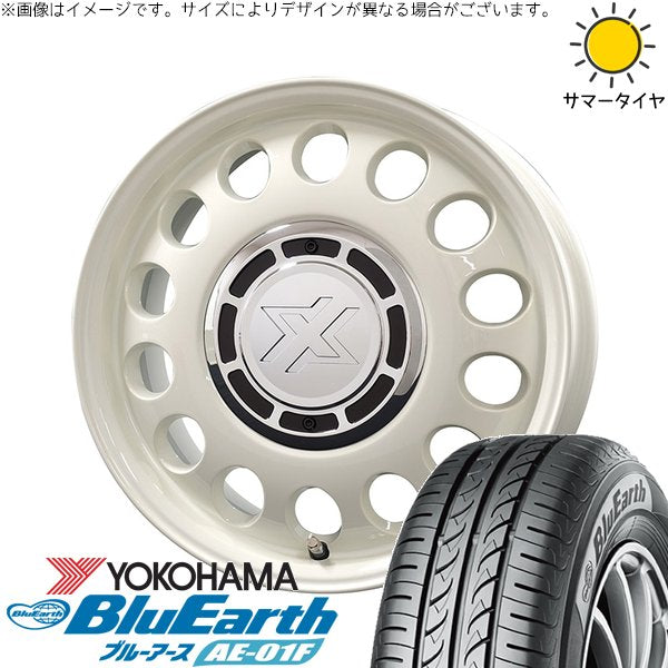 ヨコハマタイヤ ブルーアース AE-01F 175/65R15 ＋ クロスブラッド スティール ミスティックホワイト 15インチ 6J +42 4H100P サマー・ホイール4本セット。1枚目。