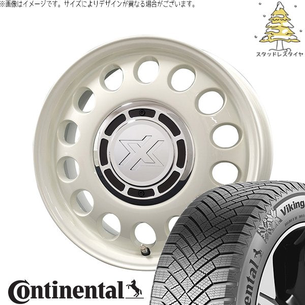 コンチネンタル バイキングコンタクト8 195/65R15 ＋ クロスブラッド スティール ミスティックホワイト 15インチ 6J +42 4H100P スタッドレス・ホイール4本セット。1枚目。