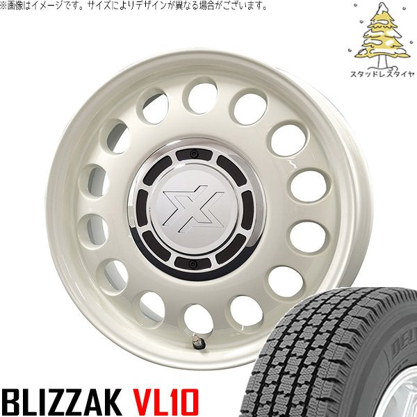 ブリヂストン ブリザック VL10 145/80R12 ＋ クロスブラッド スティール ミスティックホワイト 12インチ 4.00B +43 4H100P スタッドレス・ホイール4本セット。1枚目。