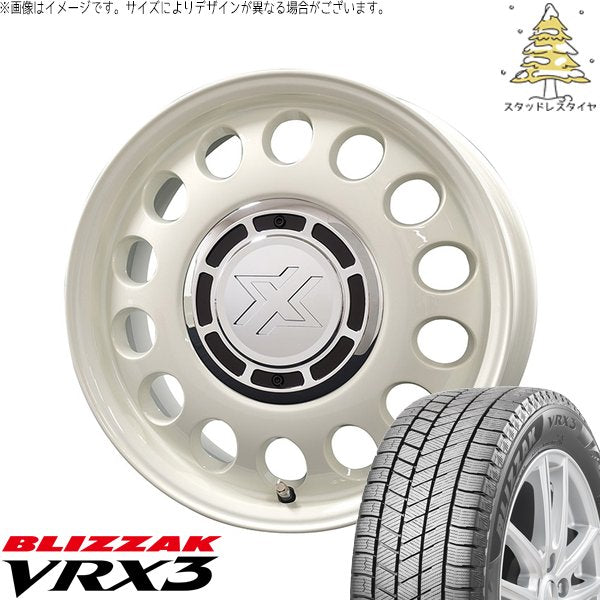 ブリヂストン ブリザック VRX3 165/55R15 ＋ クロスブラッド スティール ミスティックホワイト 15インチ 4.5J +43 4H100P スタッドレス・ホイール4本セット。1枚目。
