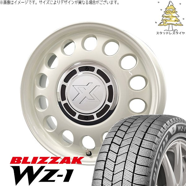 ブリヂストン ブリザック WZ-1 (BLIZZAK WZ-1) 195/65R15 ＋ クロスブラッド スティール ミスティックホワイト 15インチ 6J +42 4H100P スタッドレス・ホイール4本セット。1枚目。