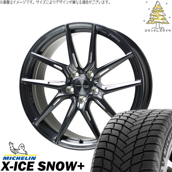 ミシュラン エックスアイス スノー+ 235/40R19 ＋ トラフィックスター FORGED TSF-02 ブラッシュド/ブラッククリア 19インチ 8J +35 5H114.3P スタッドレス・ホイール4本セット。1枚目。