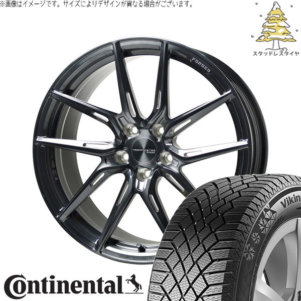 コンチネンタル バイキングコンタクト7 245/40R20 ＋ トラフィックスター FORGED TSF-02 ブラッシュド/ブラッククリア 20インチ 8.5J +43 5H114.3P スタッドレス・ホイール4本セット。1枚目。