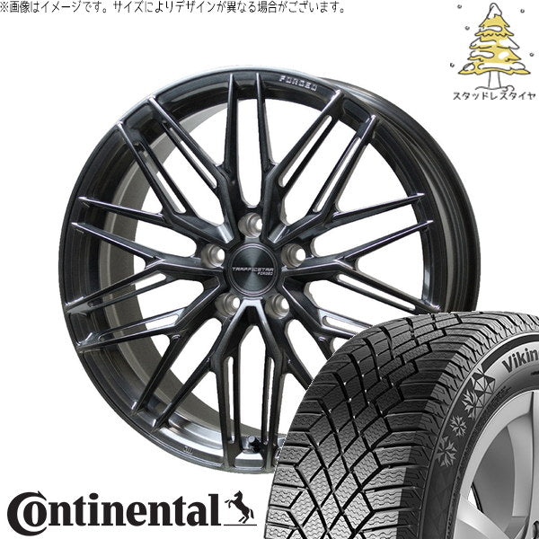 コンチネンタル バイキングコンタクト7 245/40R20 ＋ トラフィックスター FORGED TSF-03 ブラッシュド/ブラッククリア 20インチ 8.5J +38 5H114.3P スタッドレス・ホイール4本セット。1枚目。