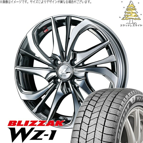 ブリヂストン ブリザック WZ-1 205/55R16 ＋ レオニス TE ブラックメタルコート/ミラーカット 16インチ 6J +42 4H100P スタッドレス・ホイール4本セット。1枚目。