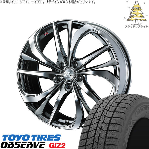 トーヨータイヤ OBSERVE 225/45R18 ＋ レオニス TE ブラックメタルコート/ミラーカット 18インチ 8J +42 5H114.3P スタッドレス・ホイール4本セット。1枚目。