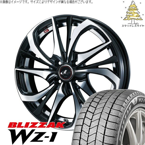 ブリヂストン ブリザック WZ-1 185/65R15 ＋ レオニス TE パールブラック/ミラーカット 15インチ 5.5J +43 4H100P スタッドレス・ホイール4本セット。1枚目。