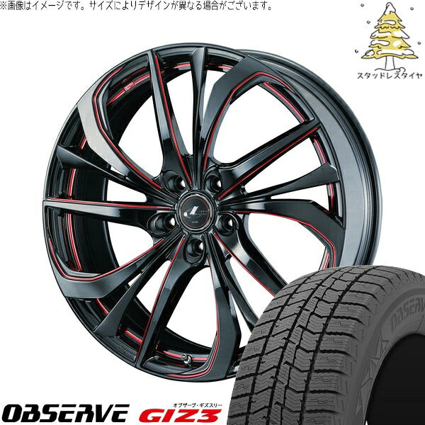 トーヨータイヤ オブザーブ GIZ3 195/50R19 ＋ レオニス TE ブラック/SCマシニングレッド 19インチ 8J +43 5H114.3P スタッドレス・ホイール4本セット。1枚目。