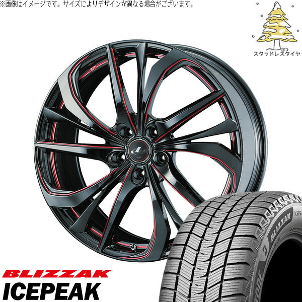 ブリヂストン ブリザック ICEPEAK 235/60R18 ＋ レオニス TE ブラック/SCマシニングレッド 18インチ 8J +42 5H114.3P スタッドレス・ホイール4本セット。1枚目。