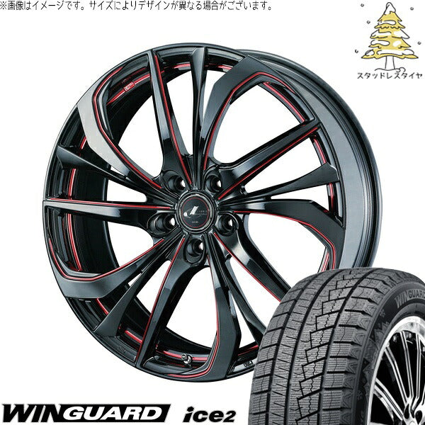 ネクセン ウィンガード アイス2 215/50R17 ＋ レオニス TE ブラック/SCマシニングレッド 17インチ 6.5J +53 5H114.3P スタッドレス・ホイール4本セット。1枚目。