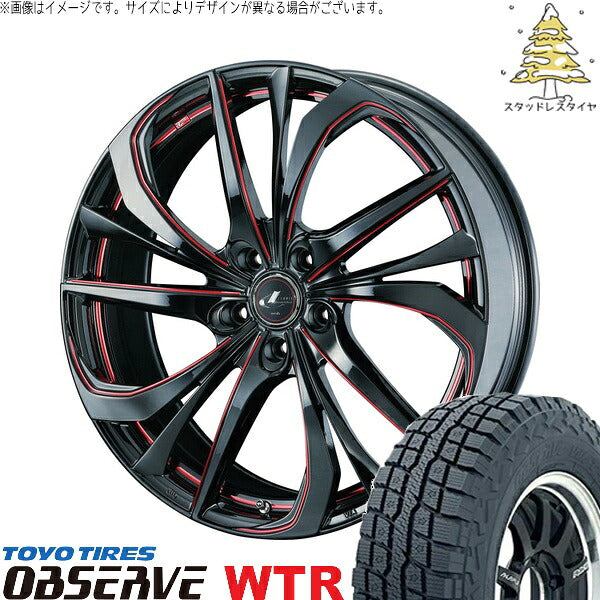トーヨータイヤ オブザーブ W/T-R 245/65R17 ＋ レオニス TE ブラック/SCマシニングレッド 17インチ 7J +42 5H114.3P スタッドレス・ホイール4本セット。1枚目。