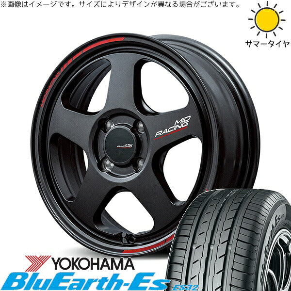 ヨコハマタイヤ ブルーアース ES32 185/60R16 ＋ MIDレーシング TR50 ターマックブラック 16インチ 6J +45 4H100P サマー・ホイール4本セット。1枚目。