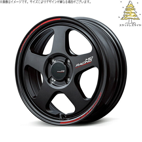 輸入スタッドレスタイヤ（銘柄指定不可） 205/55R16 ＋ MIDレーシング TR50 ターマックブラック 16インチ 6J +45 4H100P ホイール4本セット。1枚目。